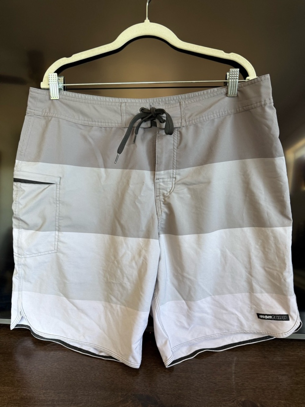 Men's Montana Paint Co. Gray Striped Swim Shorts with Side Pocket